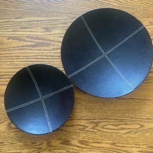 Vera Wang Stitch Collection Leather Covered Metal Bowl Se